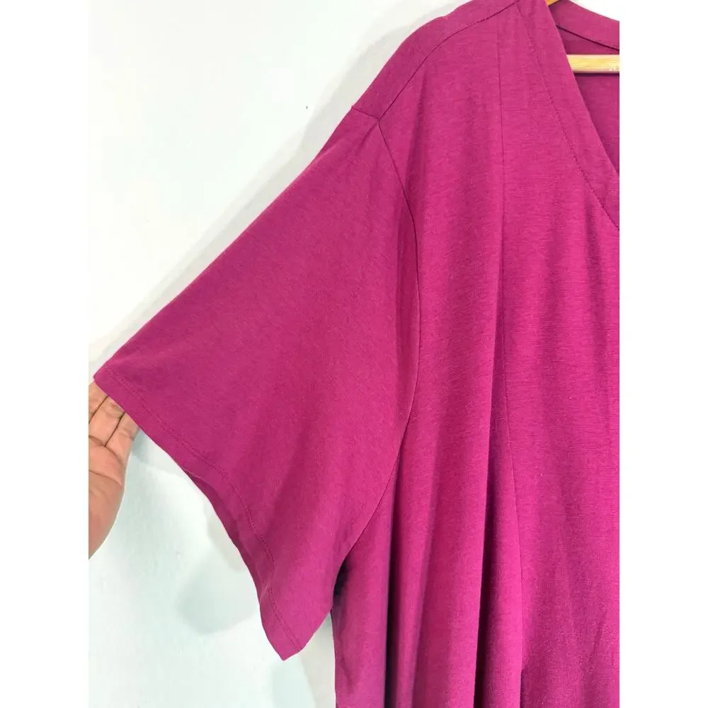 J.Jill Sangria Button Front Swing Dress 4X NWT V-Neck Knit Pockets - Picture 5 of 8
